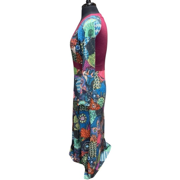 Desigual Multicolor Patchwork Print Long Sleeve Maxi Dress Size Large - Picture 3 of 5
